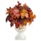 20" Autumn Maple Leaf & Berries Plant in White Urn